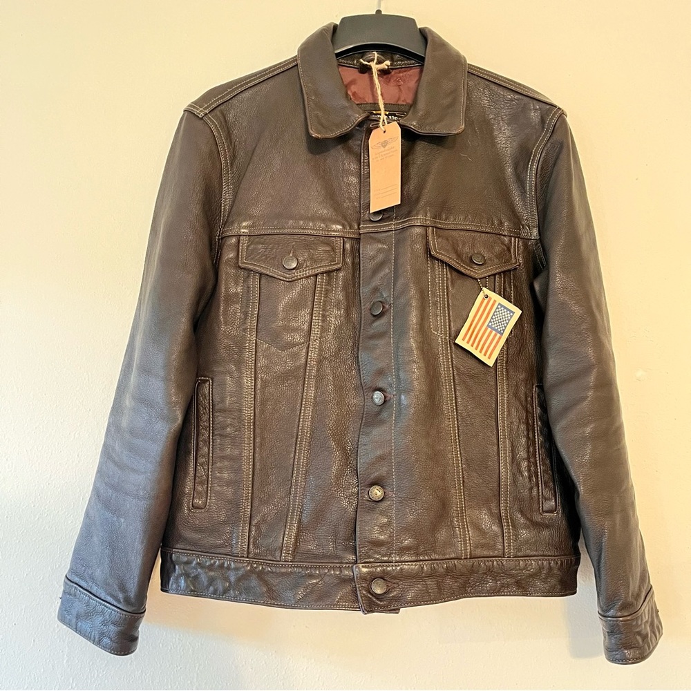 Cockpit USA Stonewashed Leather Jean Jacket